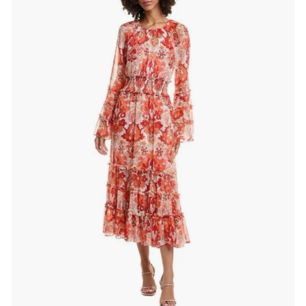 Cinq à Sept Damask Sunnis Midi Dress pink